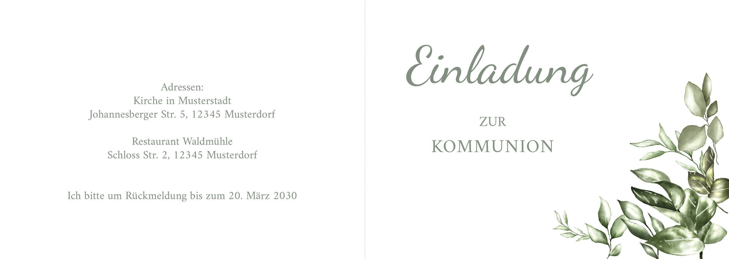 Einladung zur Kommunion: Greenery