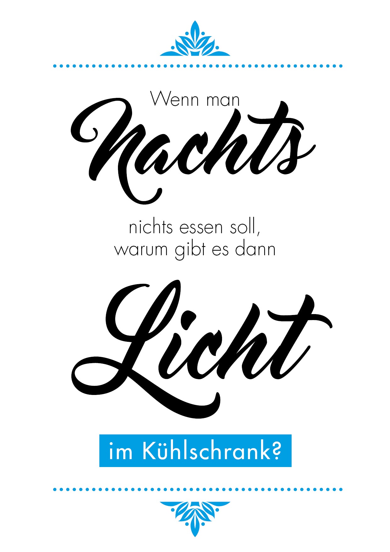 Kunstdruck Poster Kühlschrank – Lustiger Spruch DIN A4 Küchenwand Dekoration