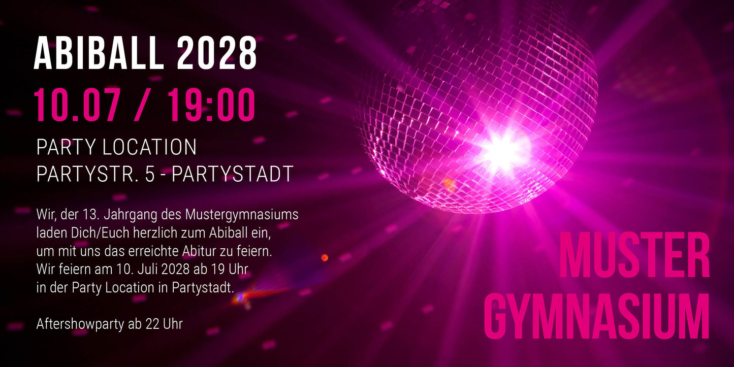 Einladung zum Abiball: Discokugel