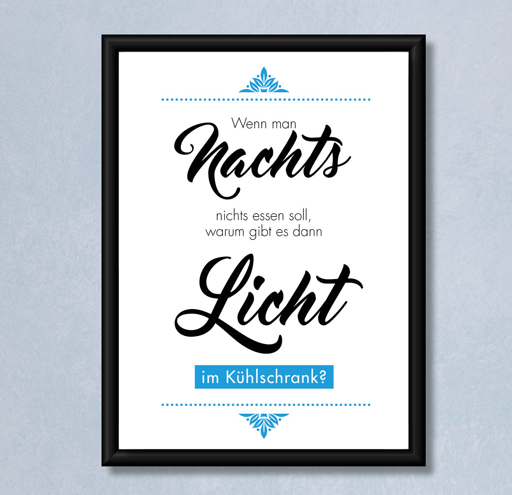 Kunstdruck Poster Kühlschrank – Lustiger Spruch DIN A4 Küchenwand Dekoration