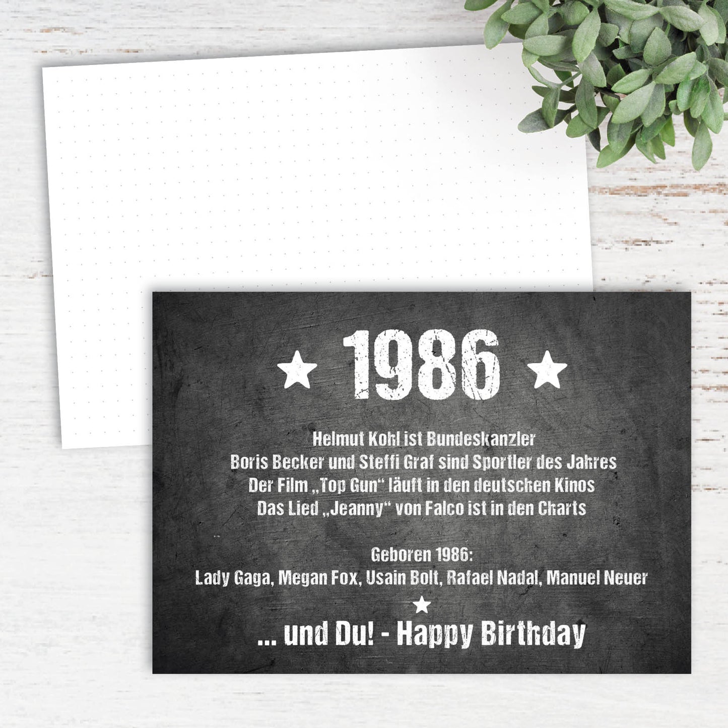 Glückwunsch Postkarte zum 40. Geburtstag – Ereignisse aus 1986