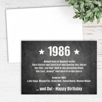 Glückwunsch Postkarte zum 40. Geburtstag – Ereignisse aus 1986
