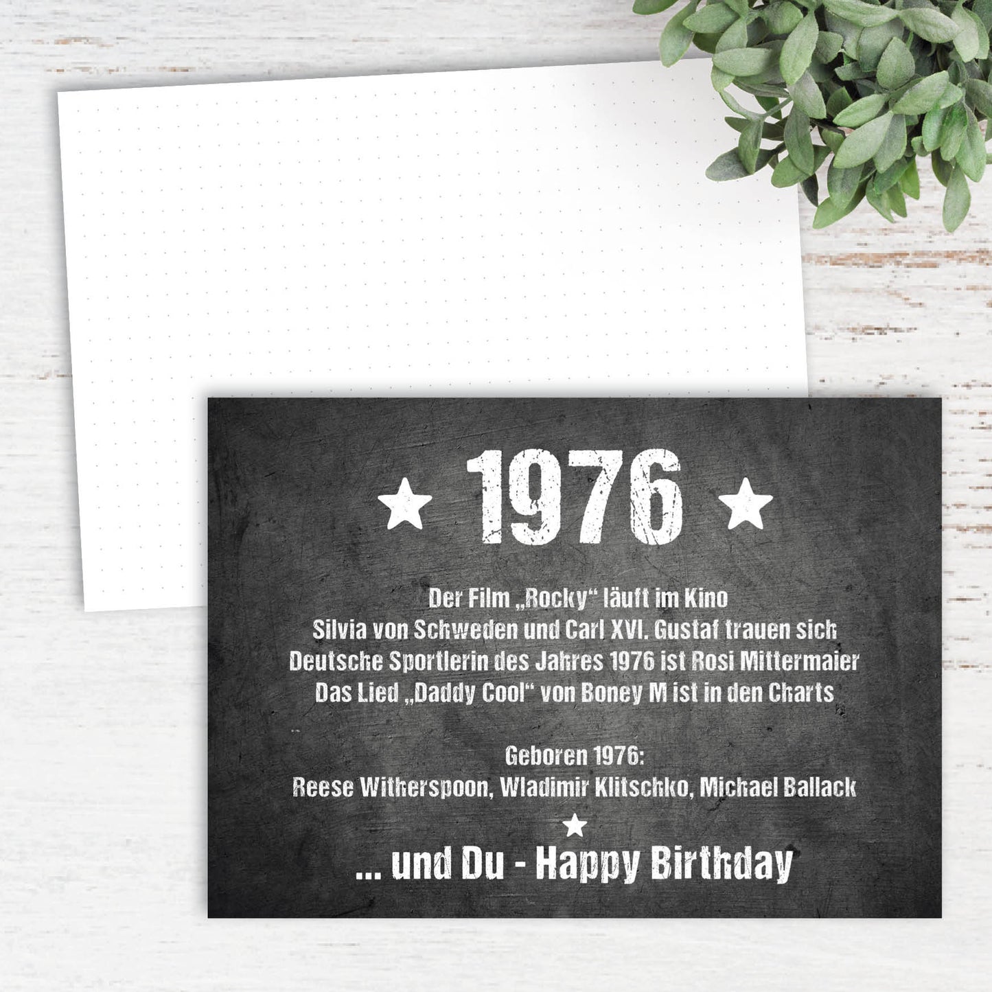 50 Geburtstag Postkarte – Retro Geburtstagskarte 1976 im DIN A6 Format mit Spruch