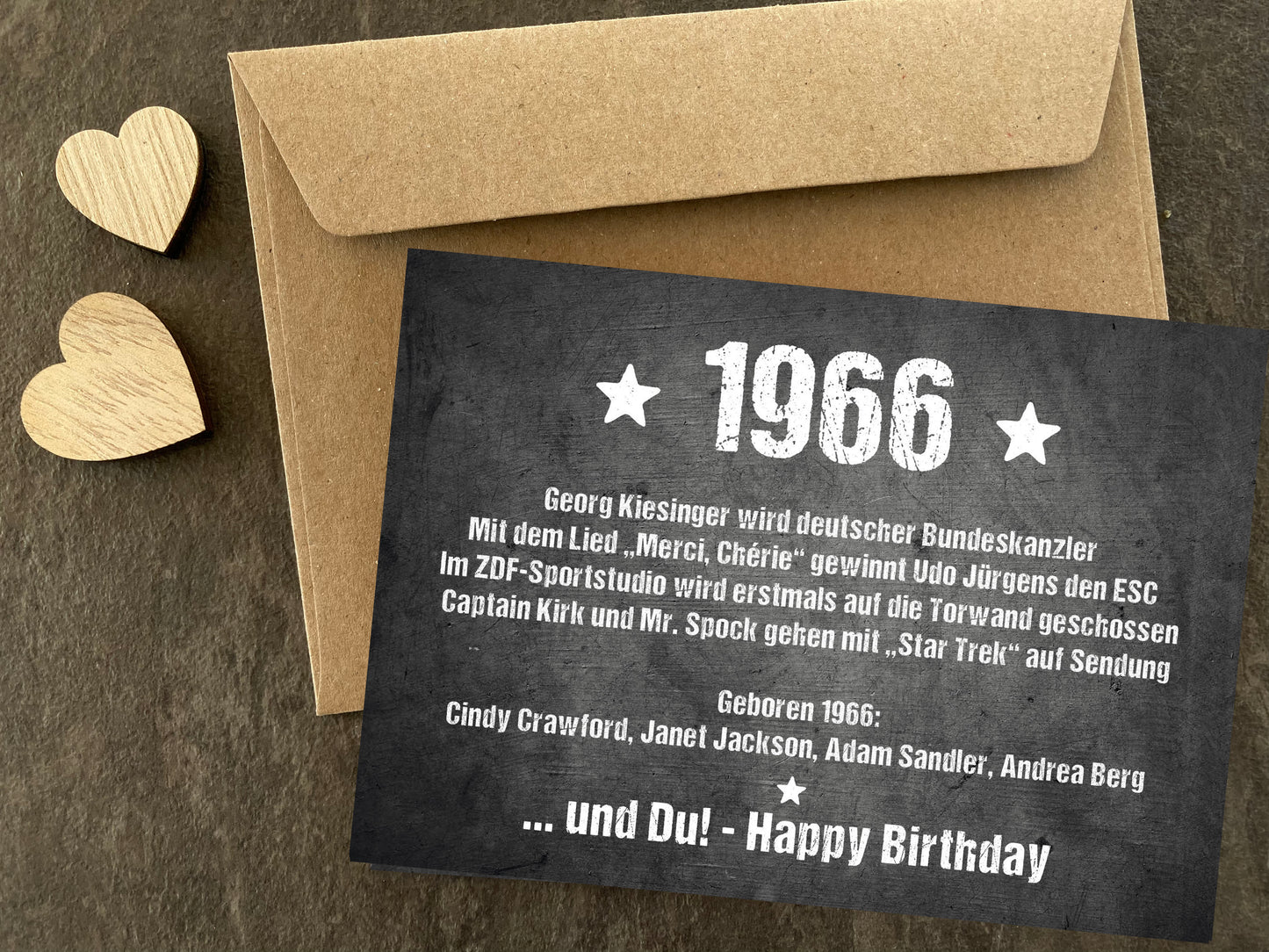 Glückwunsch Postkarte zum 60. Geburtstag – Ereignisse aus 1966