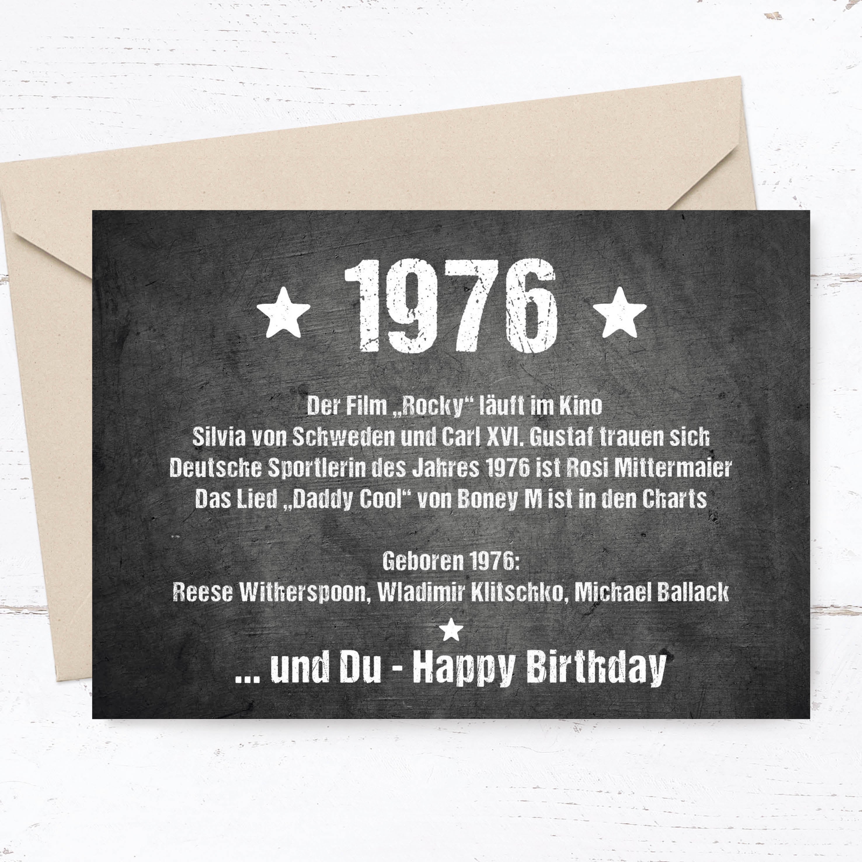 50 Geburtstag Postkarte – Retro Geburtstagskarte 1976 im DIN A6 Format mit Spruch