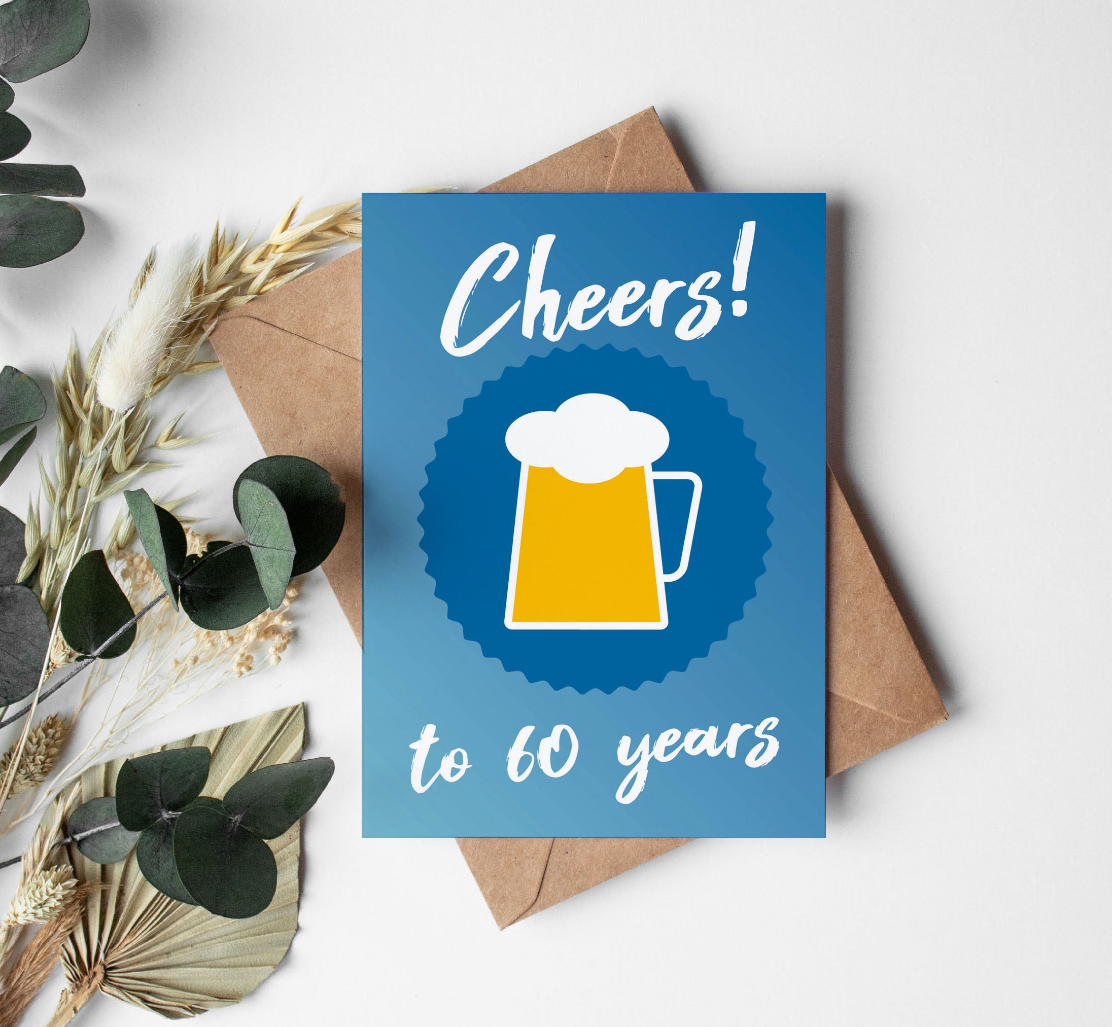Glückwunschkarte 60 Geburtstag – Originelle Bier Motiv Postkarte DIN A6 – Hochwertige Karte - Individuelle Einladung