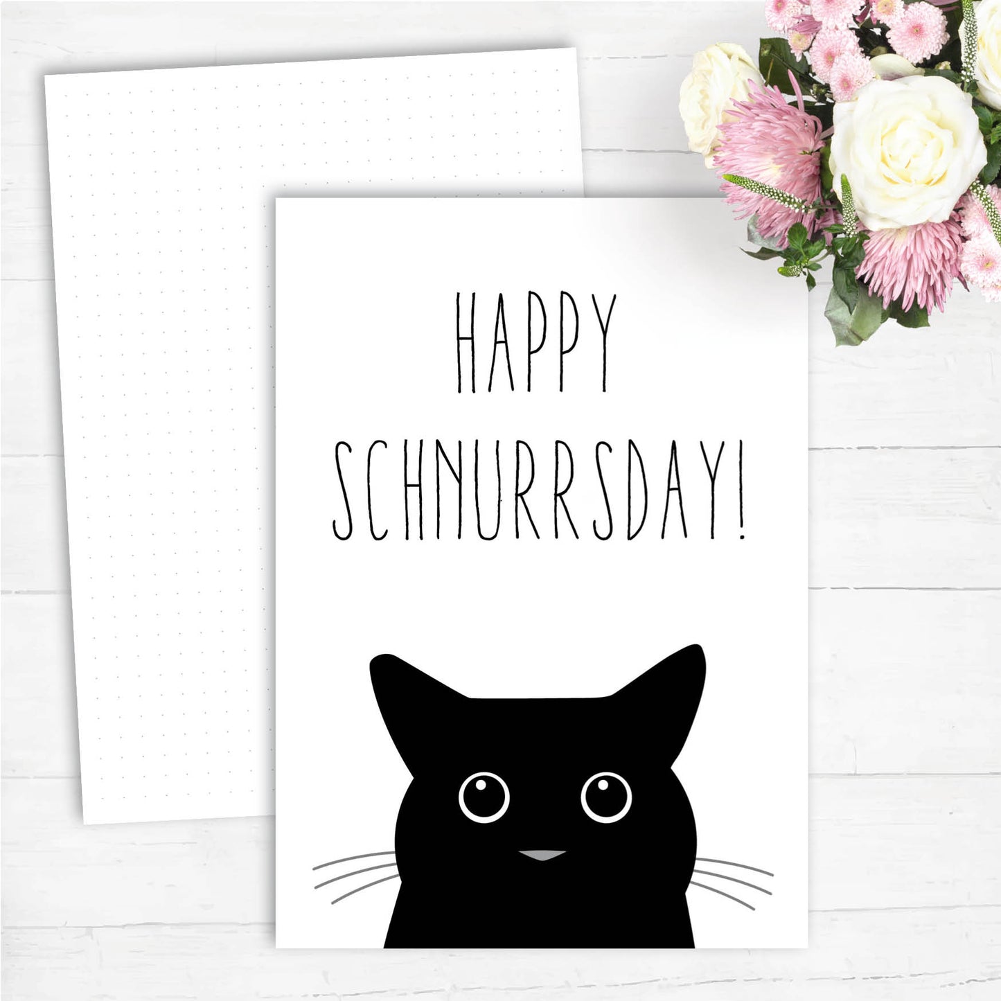 Glückwunsch - Postkarte:  Happy Schnurrsday