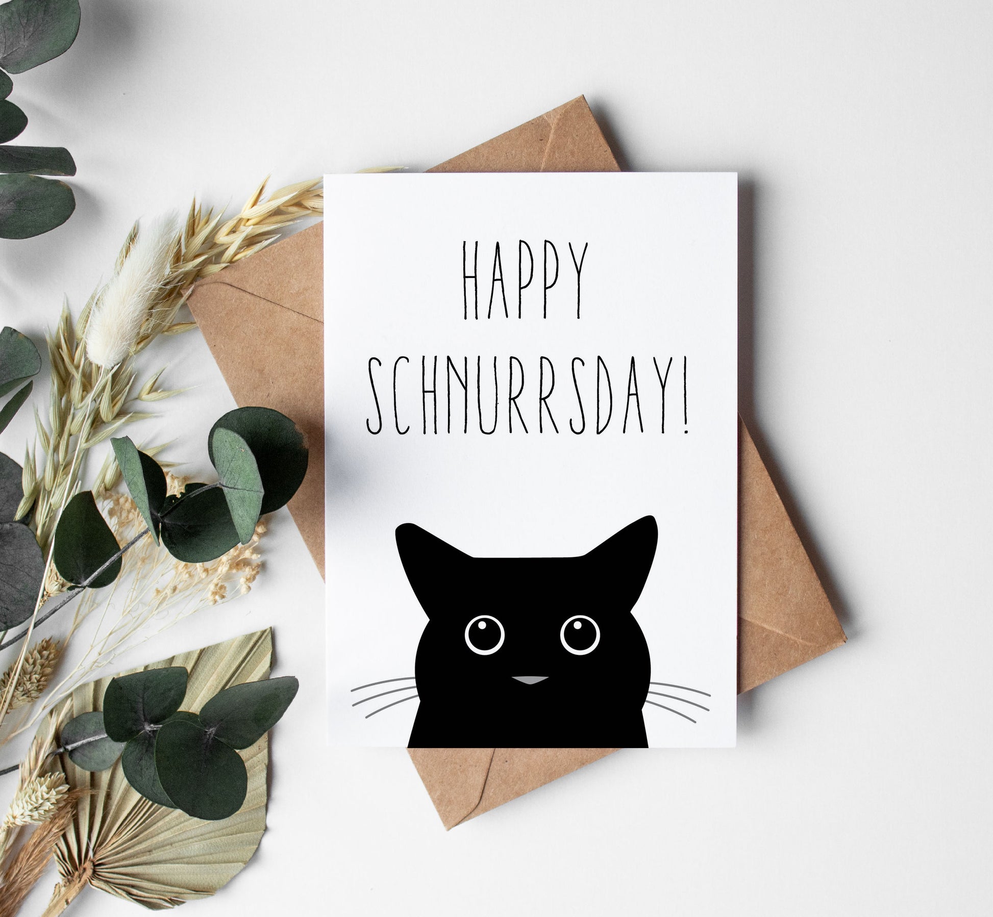 Glückwunsch Postkarte Katze – Lustige Geburtstagskarte mit Katzenmotiv & Spruch happy schnurrsday - Individuelle Einladung