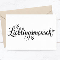 Grußkarte "Lieblingsmensch" Kalligraphie, Karte Hellbeige Minimalistisch, Geschenk beste Freunde, Partner, Geburtstag, Liebe, Boho Papeterie
