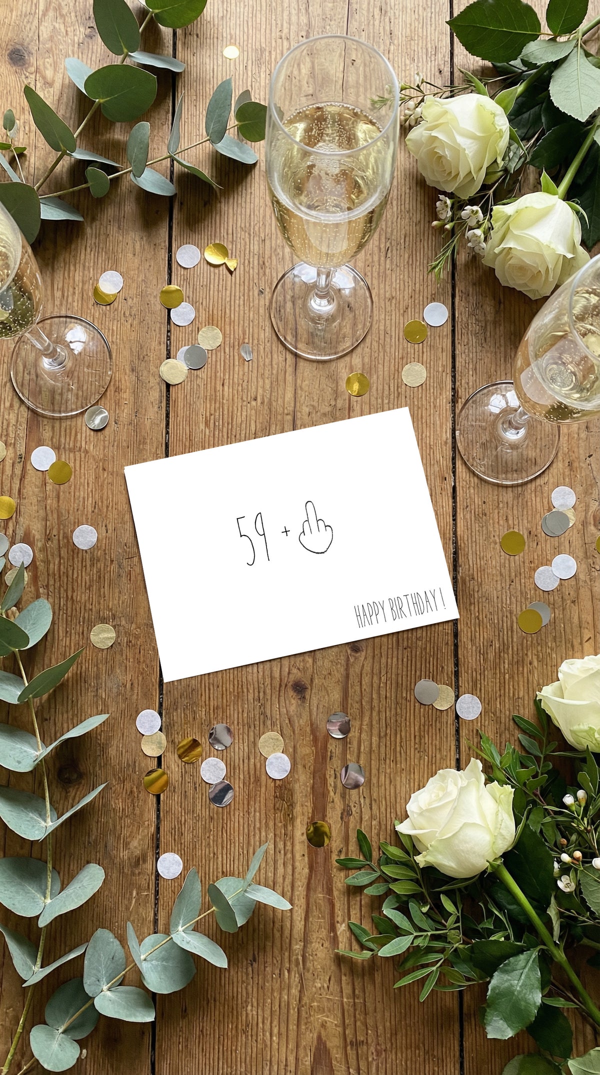 Geschenktüte „59+ Mittelfinger“ – Lustige Geschenkverpackung zum 60. Geburtstag