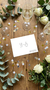 Geschenktüte „59+ Mittelfinger“ – Lustige Geschenkverpackung zum 60. Geburtstag