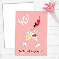 Glückwunsch Postkarte zum 40 Geburtstag: PARTY LIKE A ROCKSTAR