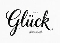 Grußkarte "Zum Glück gibt es Dich" – Elegante Kalligraphie auf Hellbeige |  unifarben Postkarte DIN A6