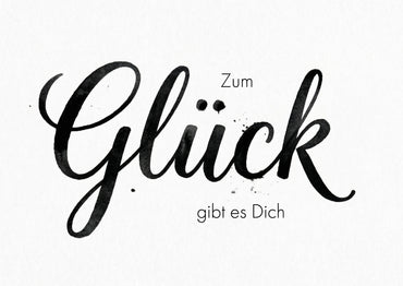Grußkarte "Zum Glück gibt es Dich" – Elegante Kalligraphie auf Hellbeige |  unifarben Postkarte DIN A6