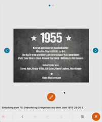 Einladung zum 70. Geburtstag:  Ereignisse aus dem Jahr 1955