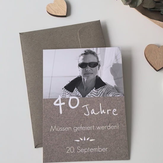 Einladung 40. Geburtstag rustikal mit Foto lustig