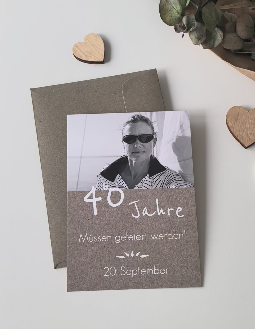 Einladung 40. Geburtstag rustikal mit Foto lustig