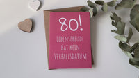 Glückwunsch Postkarte zum 80. Geburtstag – Lebensfreude hat kein Verfallsdatum