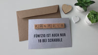 Einladung zum 50. Geburtstag: Scrabble