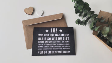 Geburtstagskarte: 18! Wie geil ist das denn!