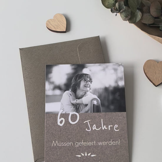 60. Geburtstag Einladung rustikal mit Foto lustig