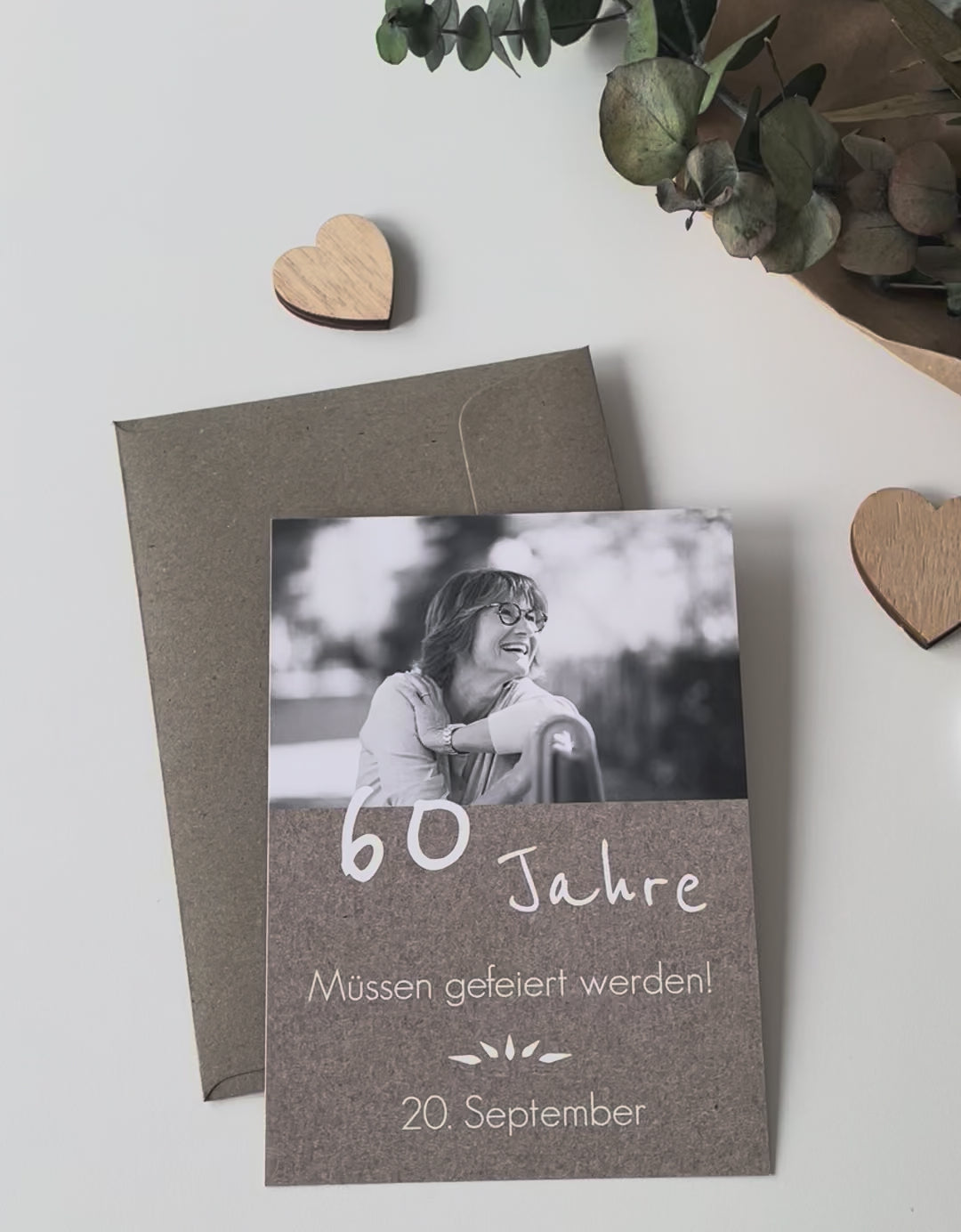 60. Geburtstag Einladung rustikal mit Foto lustig