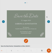 Save the Date Karten: Urlaubsfoto in Olive