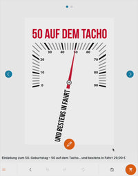 Einladung zum 50. Geburtstag – 50 auf dem Tacho… und bestens in Fahrt