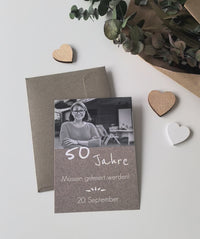 50. Geburtstag Einladung rustikal mit Foto