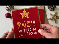 Weihnachtskarte: HO HO HOCH die Tassen!