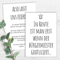 Ruhestand Einladung: In Rente ist man erst, wenn der Bürgermeister gratuliert