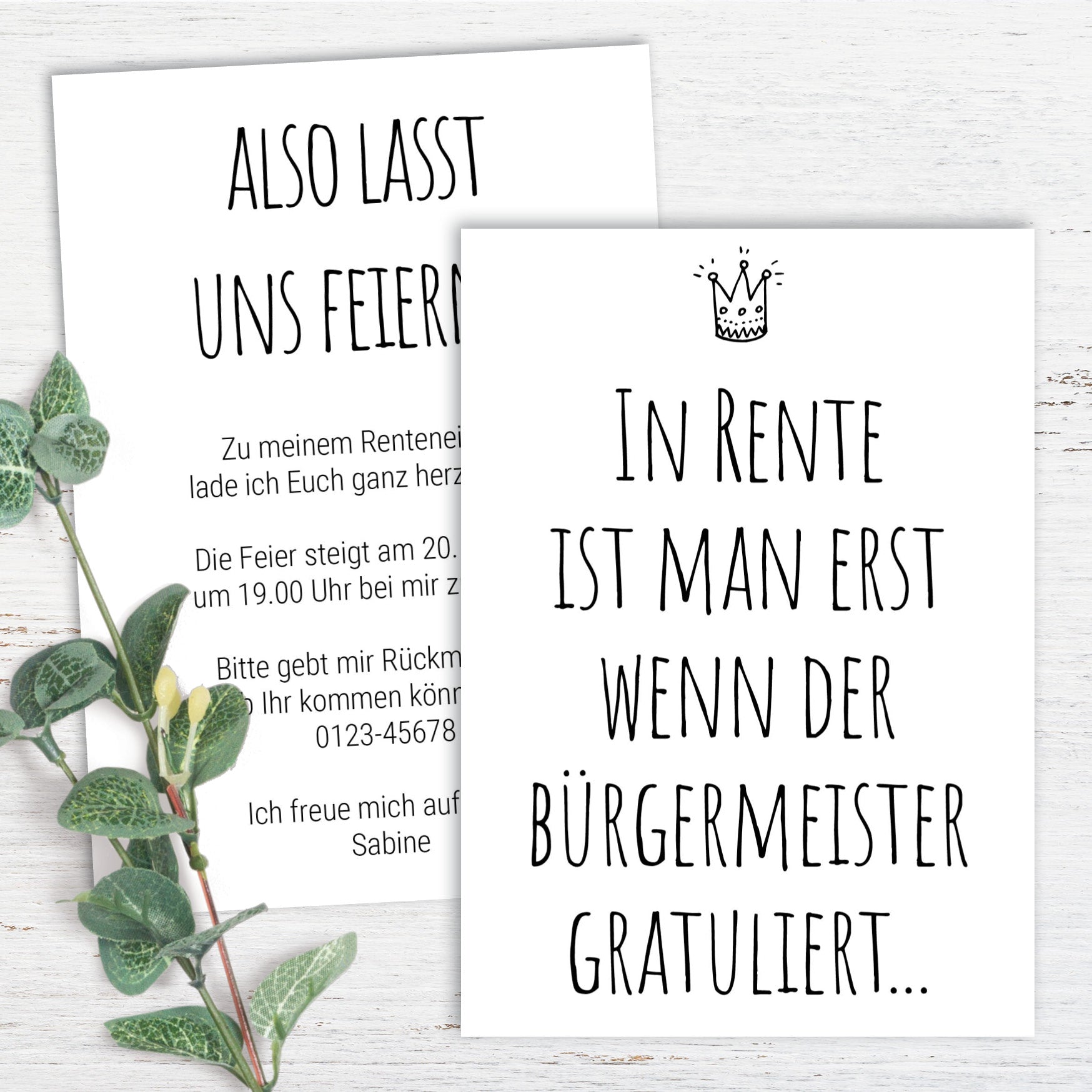 Ruhestand Einladung – Lustige Einladungskarten für Rentenfeier & Abschiedsfeier - Individuelle Einladung