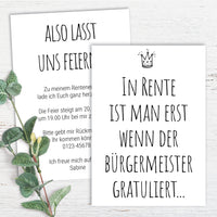 Ruhestand Einladung – Lustige Einladungskarten für Rentenfeier & Abschiedsfeier - Individuelle Einladung