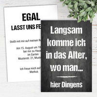 Ruhestand Einladung: Langsam komme ich in das Alter, wo man… hier Dingens