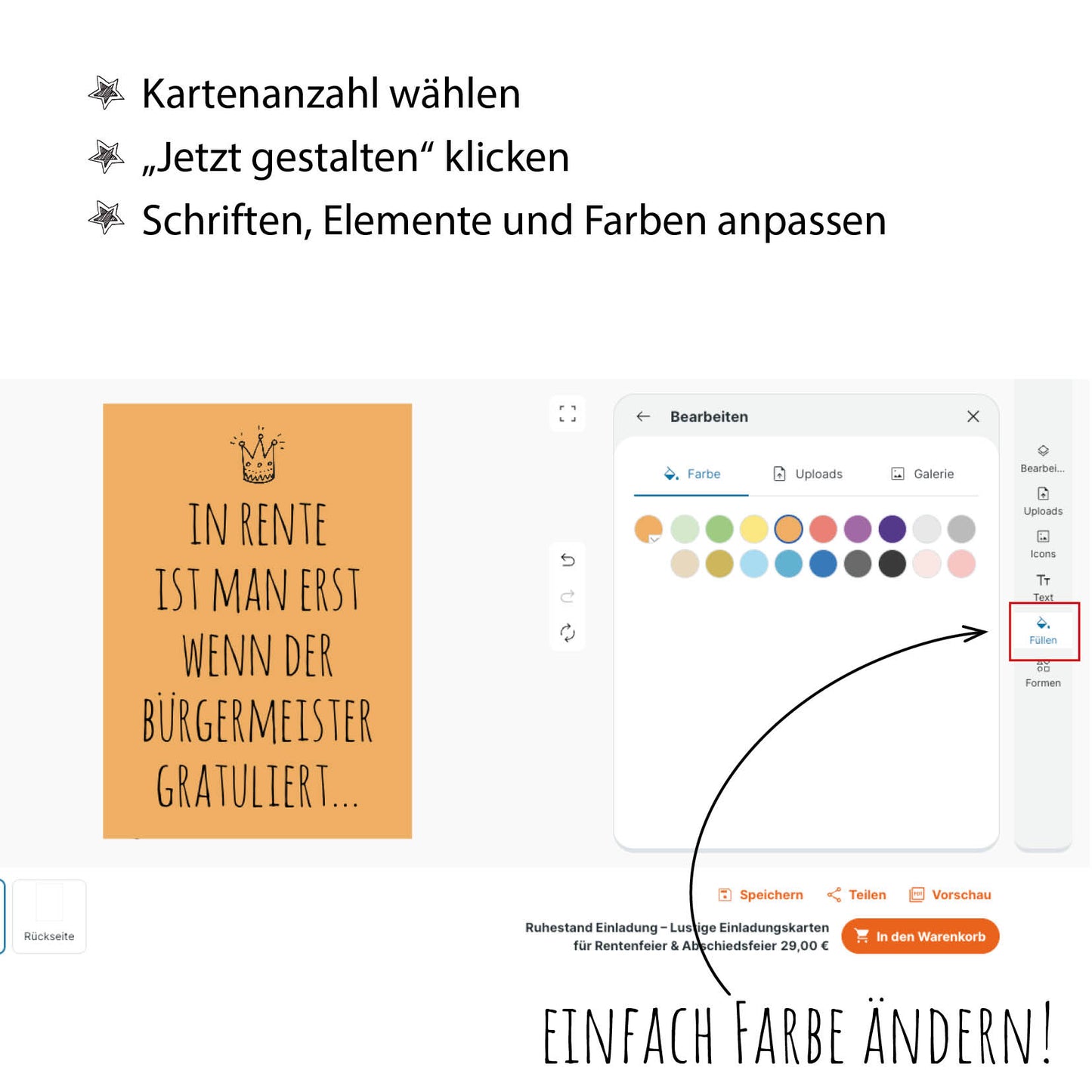 Ruhestand Einladung – Lustige Einladungskarten für Rentenfeier & Abschiedsfeier - Individuelle Einladung