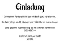 Ruhestand Einladung: Ich bin dann mal weg