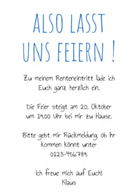 Ruhestand Einladung: Arbeit ist aus, aber Bier wäre noch da