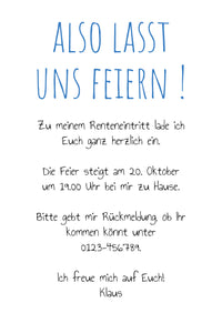 Ruhestand Einladung – Lustige Einladung Sprüche für die Rentenparty & Feier - Individuelle Einladung