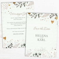 Save the Date Karte Hochzeit „Golden Bloom“ – Elegante Vorankündigung mit goldener Note