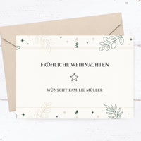 Weihnachtskarte personalisiert – „Festtagsgrün“