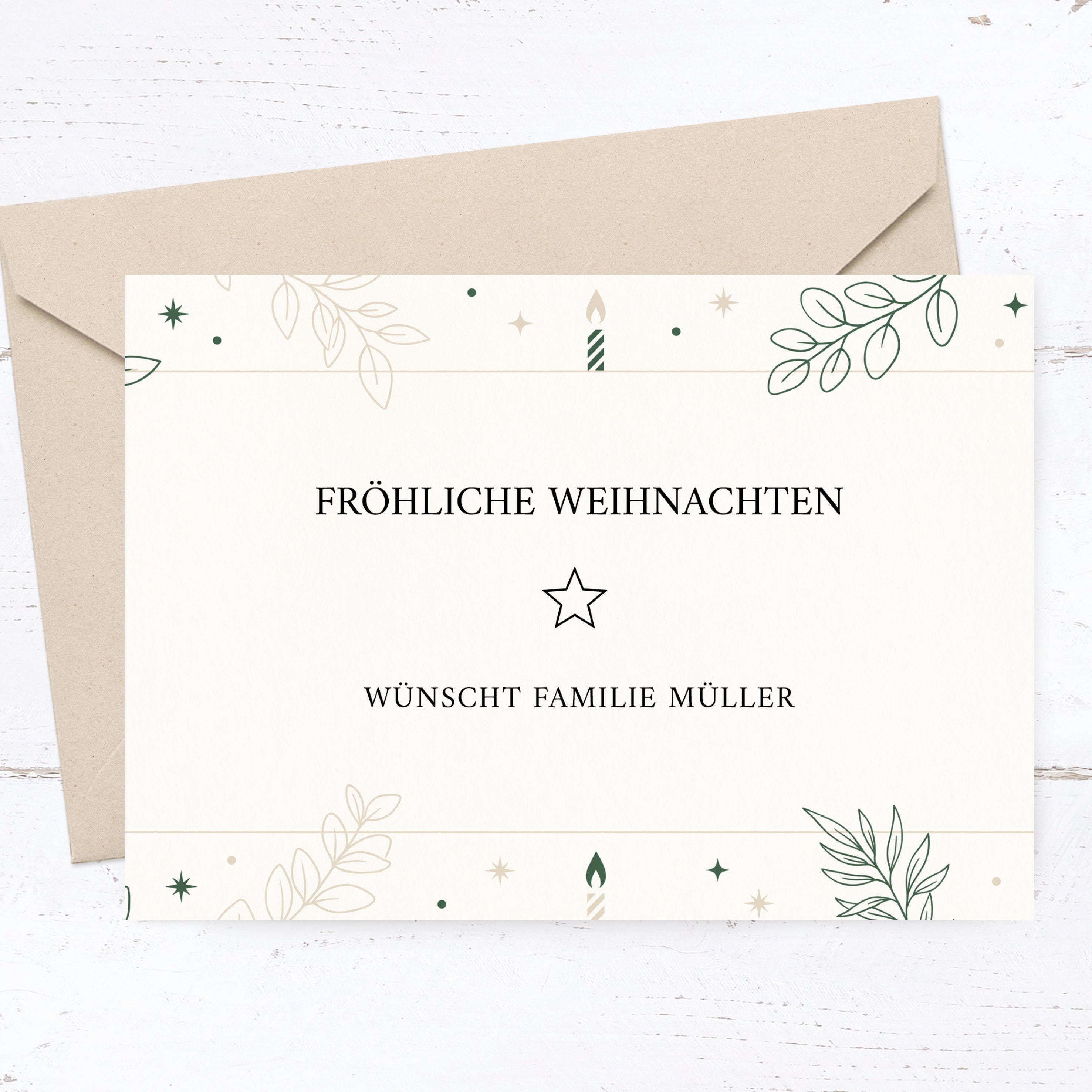 Weihnachtskarte personalisiert – „Festtagsgrün“