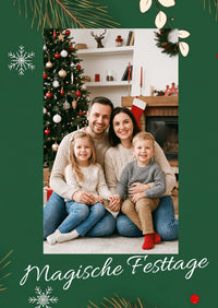 Weihnachtskarte personalisiert – „Magische Momente“ mit Foto grün