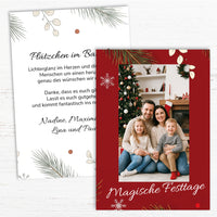 Weihnachtskarte personalisiert – „Festtagsliebe“ mit Foto rot