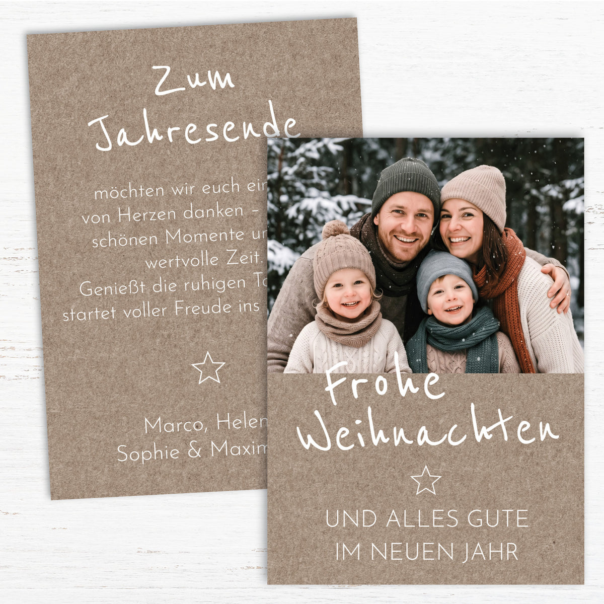 Weihnachtskarte personalisiert – „Rustikal Vintage“ mit Foto
