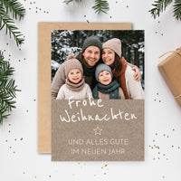 Weihnachtskarte personalisiert – „Rustikal Vintage“ mit Foto