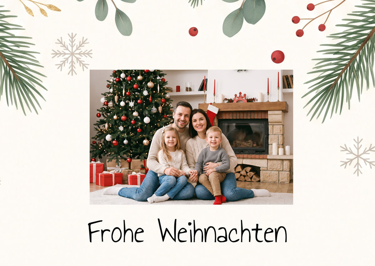 Weihnachtskarte personalisiert – „Winter Greenery“