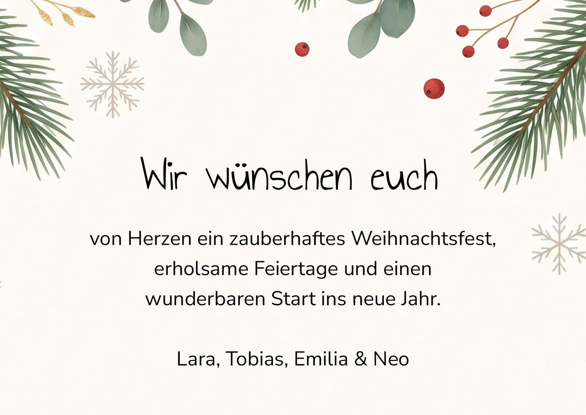 Weihnachtskarte personalisiert – „Winter Greenery“