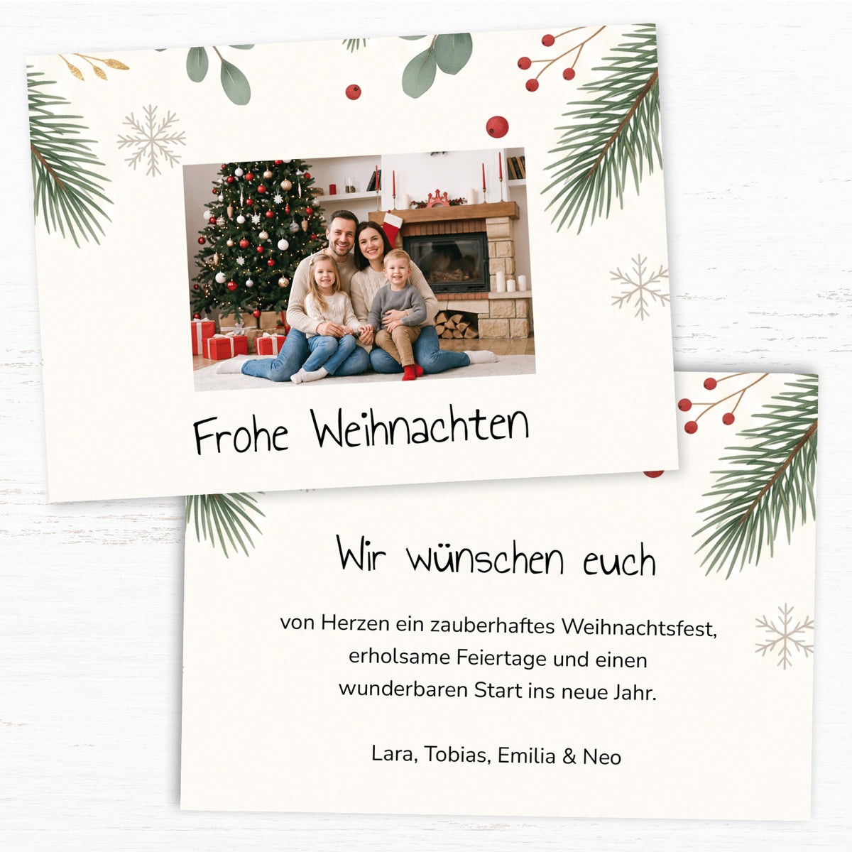 Weihnachtskarte personalisiert – „Winter Greenery“