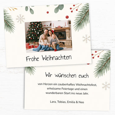 Weihnachtskarte personalisiert – „Winter Greenery“