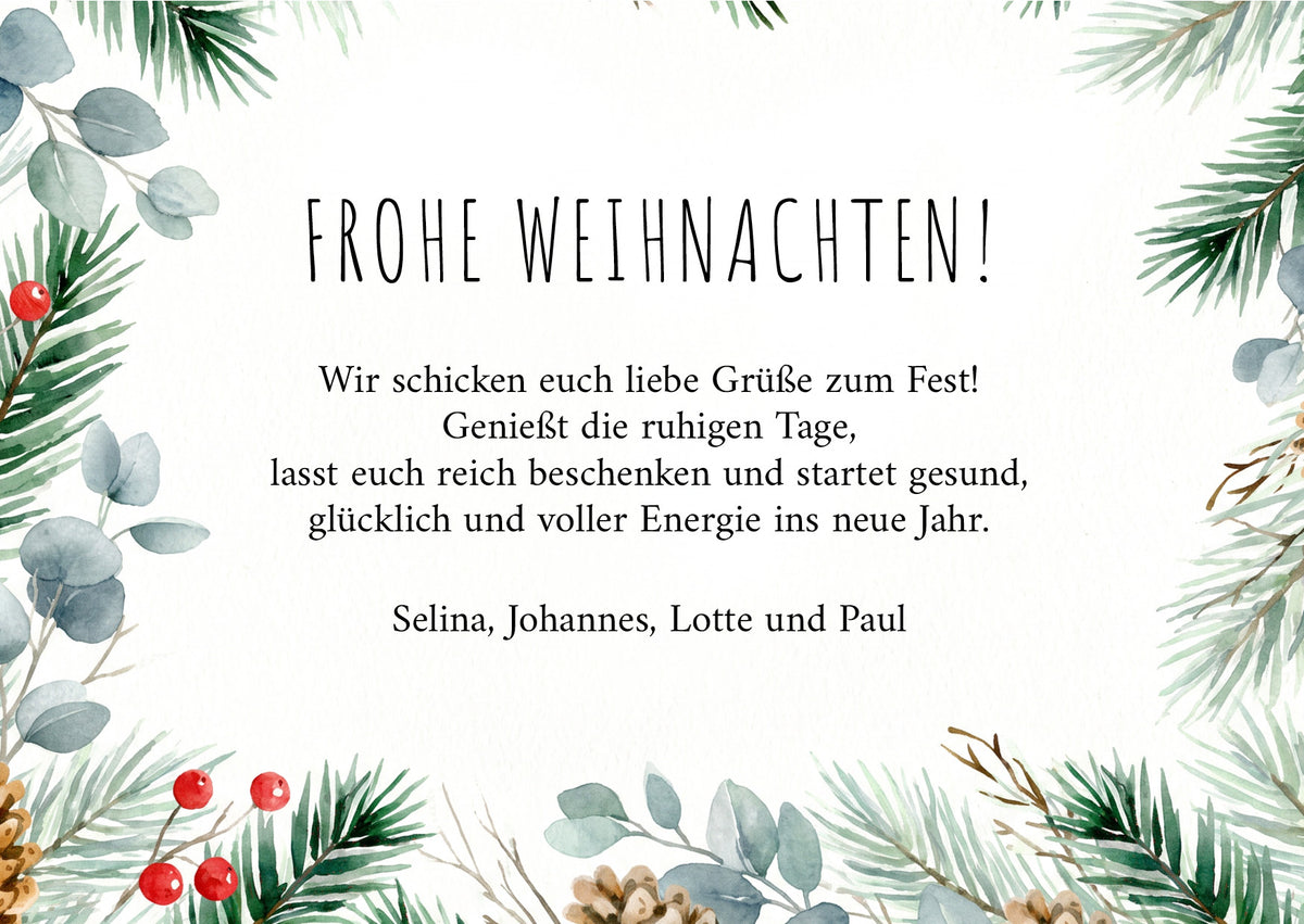 Weihnachtskarte personalisiert – „Wintergrün“ mit Foto